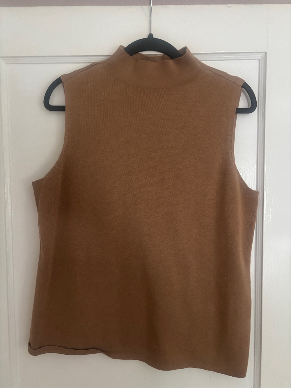 Nine West Sleeveless Mock Neck Tank - Camel Brown